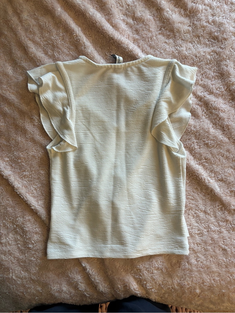 American Rag Cream Ruffled V-Neck Tank - Picture 2 of 2